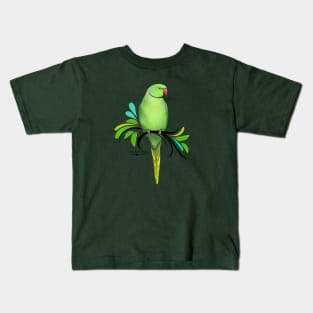 Green Indian Ringneck Parrot Kids T-Shirt